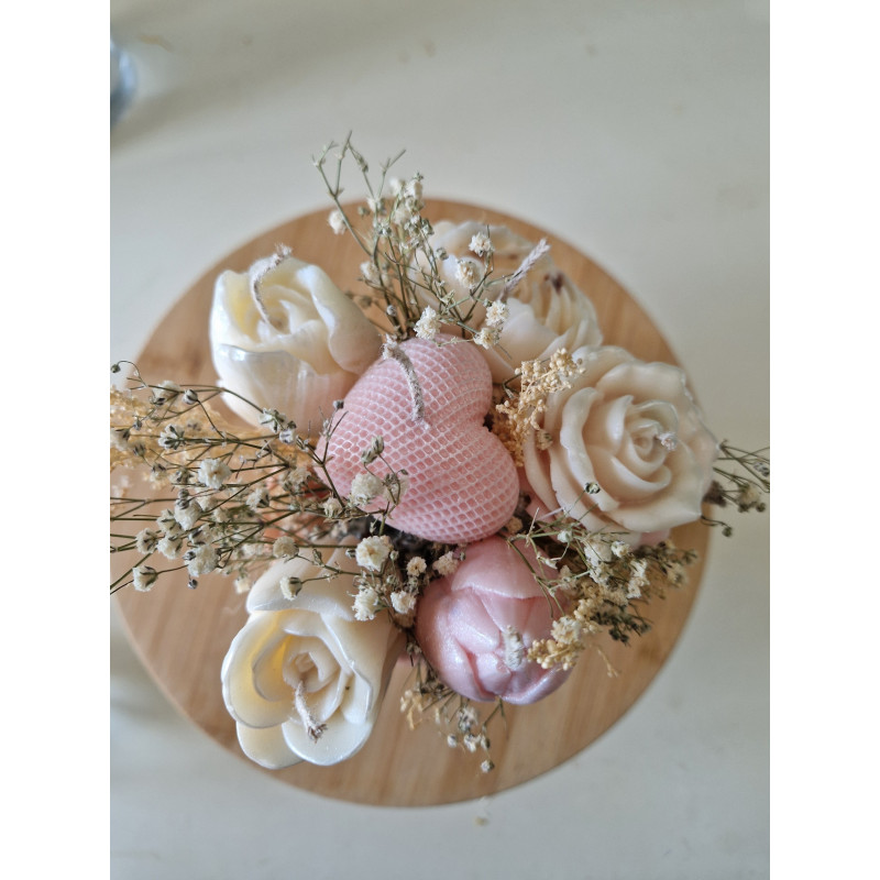 Bouquet de bougies – Roses & fleurs séchées